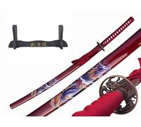 Spada da samurai Katana Red Dragon Sword Real Metal Not Sharp Steel con fodero per la decorazione di un collezionista o come regalo 4KM80-405RD