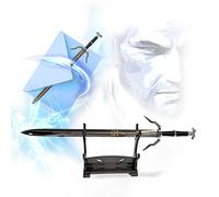 Spada da Witcher - Geralt of Rivia Spada d'argento Spada Tagliacarte con supporto 21 cm Spada in miniatura Spada d'argento Videogioco Regalo per fan Giocatori e collezionisti