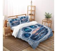 spada drago Copripiumino in Fibra A Doppio Strato animali della giungla di fiori Ipoallergenico Copripiumino in Fibra Ultra Fine Stampa 3D Set Di Biancheria Da Letto Tre Pezzi Double（200x200cm）