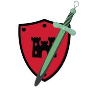 Spada e Scudo Cavaliere in in Gomma Eva a Mano - Giocattolo per Bambino, Bambina e Bambini - Complemento, Giochi Imitazione, Costume, Medievale, Guerriero, Festa Tema, Medioevo (Rosso)