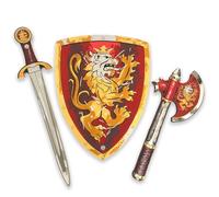 Spada E Scudo Giocattolo Rossi Con Ascia - Nobile Cavaliere, 3-8 Anni | Set In Gommapiuma Con Leone Dorato | Costume Da Cavaliere, Battaglie Simulate, Giochi Di Ruolo & Avventure Medievali