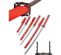 Spada Katana giapponese non affilata con fodero 100 cm, Wakizashi e Tanto Set - Spade Samurai Autentiche per la decorazione Ninja Katana Metallo - Manico in legno HK1107