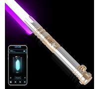 Spada laser a doppia luce Smooth Swing 16 colori - Controllo del movimento manico in metallo 16 modalità sonori FX Lightsaber per adulti e bambini, 41 in formato completo, ricarica USB, oro