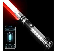 Spada laser a doppia luce Smooth Swing 16 colori - Controllo movimento manico in metallo 16 modalità sonori FX Lightsaber per adulti e bambini, ricarica USB, nero
