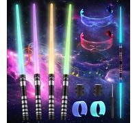 Spada Laser per Bambini,Spada Laser,Sciabola Luminosa,2 In 1 Spada Laser Retrattile,Confezione da Spade Laser per Bambini,Cosplay e Costume da Combattente di Guerra
