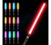 Spada luminosa per bambini, spada luminosa con suono, spada a doppia luce 2 in 1, 12 colori retrattile, spada giocattolo a spada con luce LED, manico espandibile per feste in maschera di Halloween