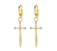 Spada - Orecchini a forma di zircone, oro rame - placcato artigianale, orecchini a cerchio di fascino