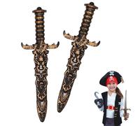 Spada pirata,2 Pezzi Spada Giocattolo in Plastic Pada Giocattolo Pugnale Pirata Coltello Finto Non Affilato Piratas Accessori Bambini Costume da Piratas per Bambini,per Festa a Tema,Carnevale (Oro)