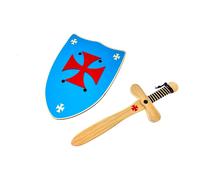Spada Templare in legno + Scudo Azzurro medievale impugnabile