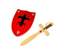 Spada Templare in legno + Scudo rosso medievale impugnabile