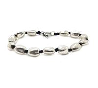 Spadarella Bracciale "CHICCHI DI RISO" in argento 925 e nodini in cotone marino nero Dimensioni: chicchi 4,5x7mm,lunghezza 17 cm SPBR005