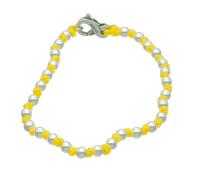 Spadarella spadino baby bracciale con sfere in argento 925 da 3 mm e cotone nautico disponibile in vari colori e misure.Unisex (Giallo, 13)
