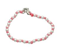 Spadarella spadino baby bracciale con sfere in argento 925 da 3 mm e cotone nautico disponibile in vari colori e misure.Unisex (Rosa baby, 13)
