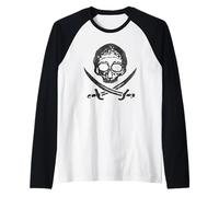 Spade con teschio pirata, bandiera Jolly Roger, parla come un giorno da pirati Maglia con Maniche Raglan