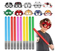 Spade Laser Gonfiabili, 10 Pezzi Spada Laser Palloncini, Gonfiabile Saber Sword Stick Balloons, Gonfiabile Light Saber Sword Stick Balloons, Spada Laser Gonfiabile con 10 Maschere di Feltro e 1 Pompa