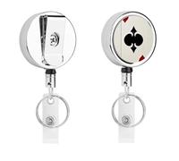Spades K Poker ID badge - retrattile infermiera badge bobina resistente metallo portachiavi clip con 68,1 cm corda di nylon divertente targhetta nome per insegnanti, infermiere, dottori lavoratori