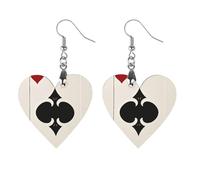 Spades K Poker, orecchini in legno da donna, eleganti gioielli in legno vintage, orecchini leggeri per matrimoni, feste, regalo di tutti i giorni, Circular, Legno, Legno