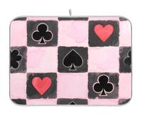 Spades Nero e Rosa Scacchiera Cucina Contatore mat Piatto mat Originale XL Doppio Piatto Stuoia di asciugatura 18 x 24