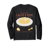 Spaghetti Cacio e Pepe Maglietta Ricetta Tradizionale Italiana Maglia a Manica