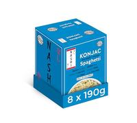 Spaghetti Nashi Shirataki Konjac Moyu - Cibo cheto friendly, ricetta premium con glucomannano per un gusto inodore, adatto per vegani, senza grassi e con poche calorie | Pronti da Mangiare (8×190g)