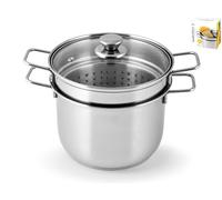 Royal Norfolk Spaghettiera con Cestello/Coperchio, Acciaio Inox, 7 Litri, Bianco/Grigio