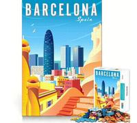 Spagna Barcellona TraveL Art Puzzle da 1000 pezzi per adulti e ragazzi Gioco per la mente Calma Taglio preciso Regalo di Natale 38x26cm