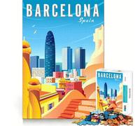Spagna Barcellona TraveL Art Puzzle per adulti 1000 pezzi Puzzle Gioco per esercizi mentali Rilassamento Mente Design Assemblaggio Regalo di Babbo Natale Desiderio 38x52cm