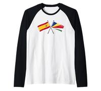 Spagna Seychelles Attraversato Bandiere Spagnole Seychelles Radici Maglia con Maniche Raglan