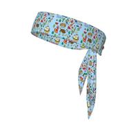 Spagna Travel Icons Artwork Print Head Tie Bands, Ninja Karate Tie, Athletic Sweatbands, Sweat Wicking Workout Head Band