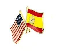 Spagna USA Spagna Stati Uniti d'America UE Europa Amicizia Americana Metallo Bandiere Paesi Pin Distintivo, Metallo