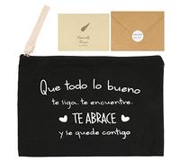 Spagnolo 1 Borsa Cosmetica in Tela +1 Biglietto Auguri con Busta Borsa da Toilette da Viaggio Multifunzionale Regalo Custodia per Trucco con Cerniera per Comestici Chiavi