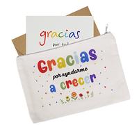 Spagnolo Pochette Multiuso Regalo Maestra Fine Anno Borsa Piccola Regalo per Insegante Donna Astuccio Trucchi Cosmetici Regali Maestra Asilo Elementare-Stampa Fronte e Retro (scritta-B)