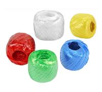 Spago in poliestere, nylon, plastica, 4 cm di larghezza e 75 m di lunghezza, spago per la casa, per imballaggio, giardinaggio, artigianato, 5 colori, confezione da 5