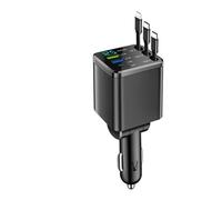 SPAKAMTZTK Caricabatteria da auto 7 in 1 for cavo retrattile USB C for iOS, adatto for caricabatterie for Samsung, adattatore for accendisigari QC accendino