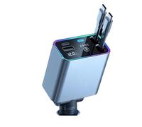 SPAKAMTZTK Caricabatterie for auto 4 in 1 da 184 W retrattile PD66W Adattatore for accendisigari for Cavo di ricarica USB tipo C adatto for Xiaomi Adatto for Samsung accendino