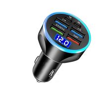 SPAKAMTZTK Caricabatterie for auto da 2-6 porte, adattatore di tipo C for caricabatterie USB QC3.0, adatto for Samsung, for Huawei, for Xiaomi accendino(6 Port Volt display)