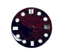 SPAKAMTZTK Guarda il quadrante NH35 / MH36. Accessori letterale Modificato 28,5 mm Unico Movimento automatico, Assemblaggio luminoso Smalto rosso watch dial