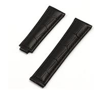 SPAKAMTZTK Modello di coccodrillo da 20 mm cinghia di orologio vera in pelle compatibile for un sottomariner compatibile for GMT Compatibile for il braccialetto Rolex cinturino per orologio(Black,B SI