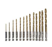 SPAKAMTZTK Stinco esagonale da 1,5-6,5 mm 1/4 HSS. Bit da trapano rivestito in acciaio ad alta velocità 13pcs / lotto Set di cacciavite elettrico Twist Twist Drill un po'