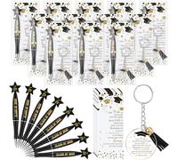 Spakon 24 set di regali di laurea classe 2024 includono 24 penne a sfera a stella, 24 portachiavi ispiratori in acrilico, 24 segnalibri, sacchetti in opp, fascette fermacavi, bomboniere per feste di