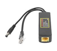Spalato POE ad alta pressione 60V IEEE 802.3AF CONDIZIONE TRASMISSIONE DATI ETHERNET 10/100M Output 12v DC per piccoli dispositivi di rete Black ABS