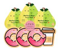 SpaLife Donut Let Me Go Duo Maschere Viso - Confezione Da 6 - Set Regalo Per La Cura Della Pelle Per San Valentino - Caffeina Radiante E Vaniglia Calmante - Mascari
