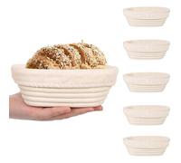 Spalivivre 6 Cestini di Lievitazione Ovali, Cestino per il Pane con Inserti in Lino Lavabile, Cestini di Lievitazione Banneton per Principianti e Panettieri Esperti