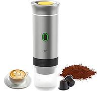 Spalivivre Macchina caffè Portatile 3 in 1, Macchina per Caffè Espresso Compatibile con Piccole Grandi Capsule, Caffe Macinato, Senza Fili & Auto-Riscaldante, per Viaggi, Auto, Ufficio (Argento)