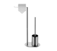 Spalivivre Piantana Portarotolo E Scopino Spazzolato, Porta Carta Igienica da Terra con Scopino, Acciaio Inox, Portacartaigienica Bagno Salvaspazio