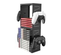 Spalivivre Supporto della Torre di Stoccaggio del Gioco per PS5,Torre di archiviazione per Giochi Universale, Negozi 24 Giochi,con Supporto per 4 Controller per Switch/PS4/Xbox Series X/Xbox One/NS