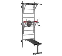 Spalliera fitness con la panca e due barre per trazioni e dip