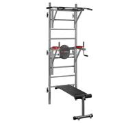 Spalliera fitness con la panca e due barre per trazioni e dip