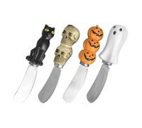 Spalmaformaggio,4 Pezzi Coltelli da Marmellata Halloween - Spalmatore Ergonomico con Fantasma Zucca Teschio Gatto per Toast Panini Marmellata Crema di Formaggio