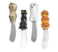 Spalmaformaggio | 4 Pezzi Coltelli per Sandwich Halloween,Spalmatore Ergonomico con Fantasma Zucca Teschio Gatto per Toast Panini Marmellata Crema di Formaggio